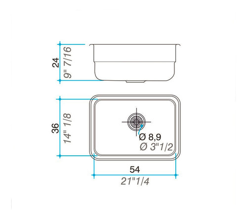 Lavaplatos Simple E54 Rectangular Bajo Cubierta Cromado