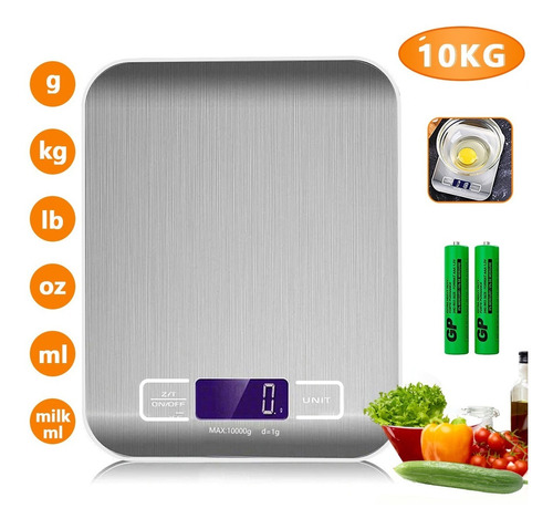 Bascula Digital Para Cocina Acero Inoxidable 10 Kg