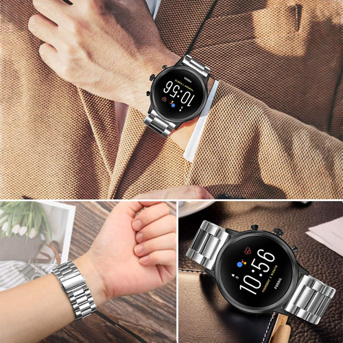 Correa De Reloj Trumirr Compatible Con Fossil Gen 5 Plata