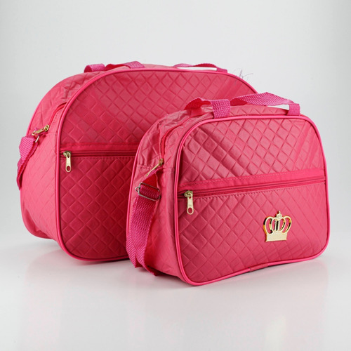 Kit 2 Bolsa Bebe Mala Maternidade Menina Menino Cor Pink