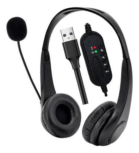 / Auriculares Usb Para Call Center, Micrófono Y Control De