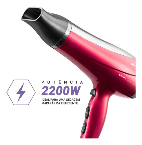 Secador De Cabelos Psc2300 Motor Dc 2200w Philco Bivolt Vermelho