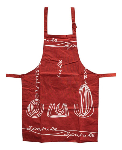 Delantal De Cocina Algodon 60 X 80 Cm Utensilios Rojo