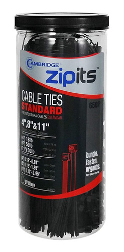 Cambridge Zipits Lazo De Cable Kit De Paquete De 650 Su...