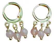 Comprar Aros Argolla Baño Oro 18k Amatista Ónix Perla De Río Cuarzo