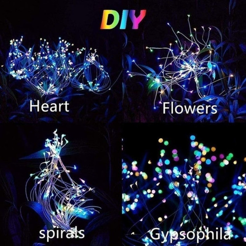 6pcs Luces De Fuegos Artificiales Solares Al Aire Libre Luz