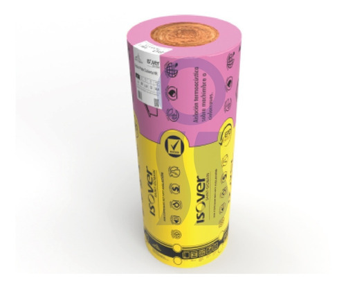 Imagen 4 de 7 de Lana De Vidrio Isover Rolac Plata Aluminio 50mm Rollo 21.6 M