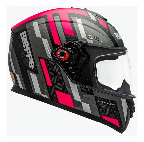 Capacete Bieffe B12 Strada Cor Preto Brilho com Pink Tamanho do capacete 58