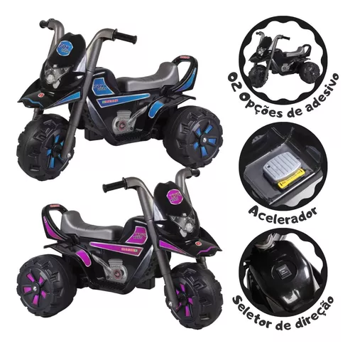 Moto Eletrica Infantil Banmoto 6v Rosa Meninas Com 2 Marchas