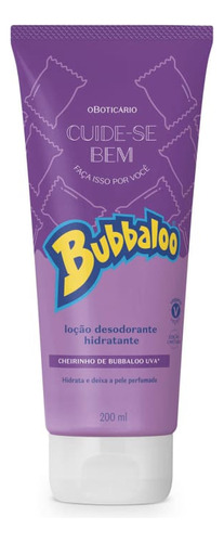 Loção Hidratante Desodorante Corporal Cuide-se Bubbaloo Uva