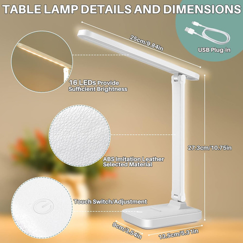 Lámpara De Escritorio Led Con Control Táctil Para Lectura, S