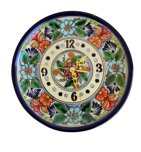 Reloj Redondo De Talavera Incluye Maquinaria Premium.