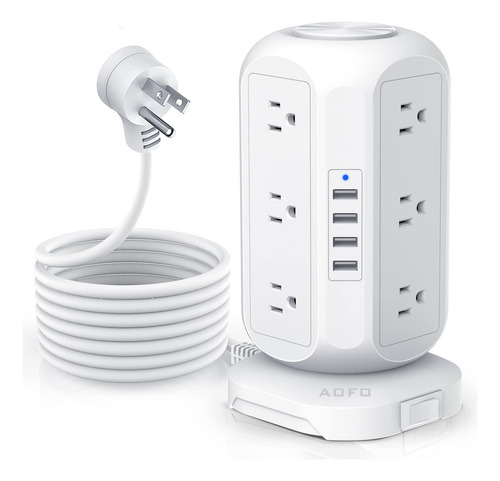 Regleta De Alimentacion De Torre Con 12 Tomacorrientes 4 Usb
