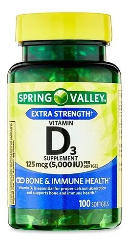 100 Vitamina D3 5000iu C/100 Cad Jun 2024 Spring Valley