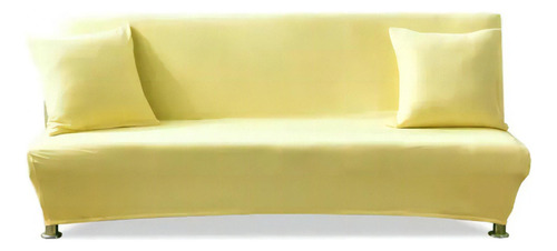 Fundas de futón de color liso, fundas de sofá cama, 195 a 225 cm, color amarillo de 120 a 155 cm
