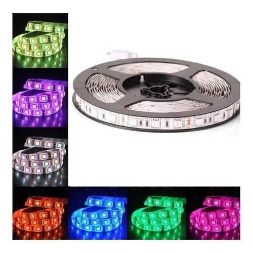 Kit Fita Led Rgb 5050 5mt + Fonte Parede + Controle Remoto