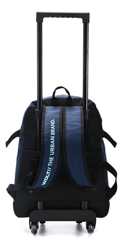 Mochila Wanderlust Carro Plegable 18 Pulgadas Escolar Ruedas Color Azul Diseño De La Tela Liso