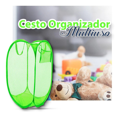Cesto Organizador Verde Multiuso Guarda Brinquedo Roupa Suja