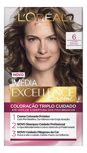 Coloração Imédia Excellence L'oreal Creme 6 Louro Escuro