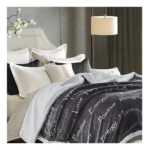Frazada Mariages Home Málaga "Energía Positiva" Flannel edredón Queen gris