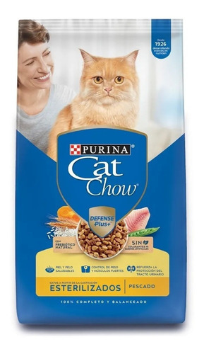 Alimento Cat Chow Defense Plus Esterilizados para gato adulto sabor pescado en bolsa de 3 kg
