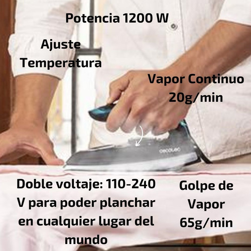 Imagen 2 de 7 de Plancha De Viaje De 1200 W, Vapor Continuo. Cecotec
