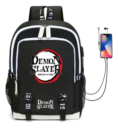 Mochilas Escolares Impermeables Demon Slayer Con Puerto Usb