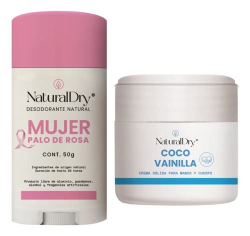Desodorante Natural Sin Aluminio +crema Sólida Coco Vainilla Palo De Rosa -vainilla Coco