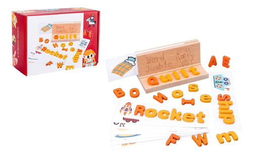 Juego Madera Didáctico Spelling Alphabet Deletreo Palabras 