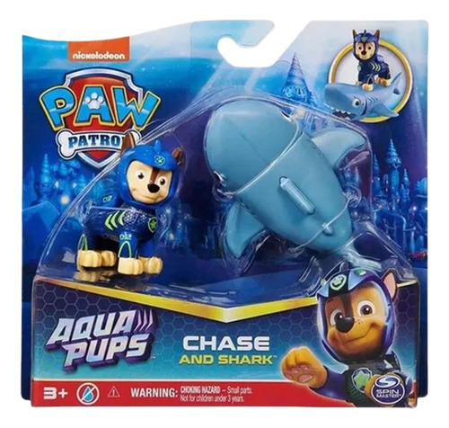 Paw Patrol Aqua Pups Figura Chase Con Mascota Original