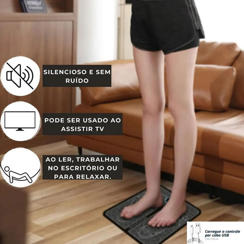 Tapete Pulso Elétrico Pés Ems Almofada Magnético Relaxante