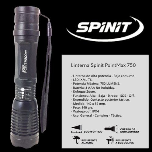 Linterna Led Tactica Spinit Pointmax 750 Lumens