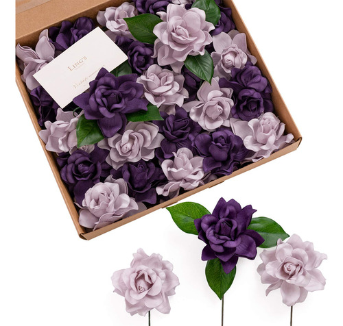 Ling's Moment Flores Artificiales Gardenia Lilas Y Moradas,