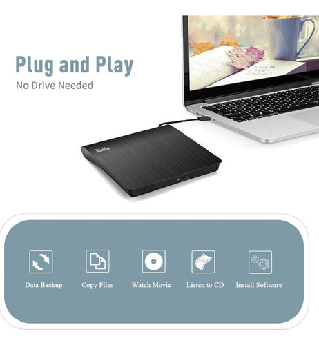 Unidad De Cd Externa Usb 3.0 Portable, Cd Dvd Rw Drive