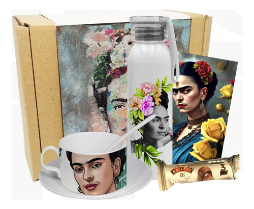 Paquete Frida Kahlo / Taza De Cafe Frida Kahlo / Botella 