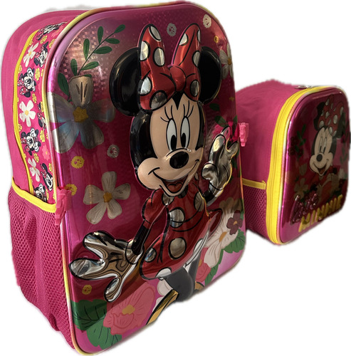 Mochila Disney Minnie Mouse Con Lonchera (para Primaria)