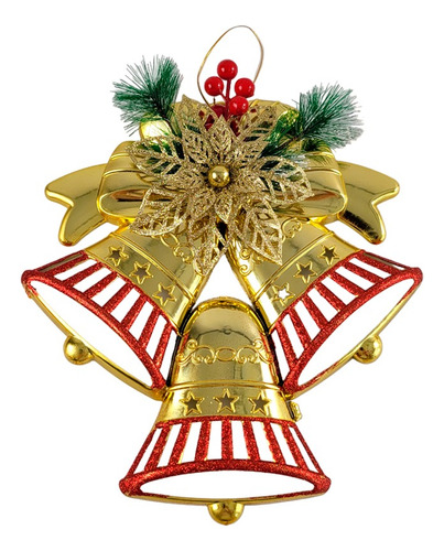 Adorno Campana Navideña Triple Grande Navidad Decoración