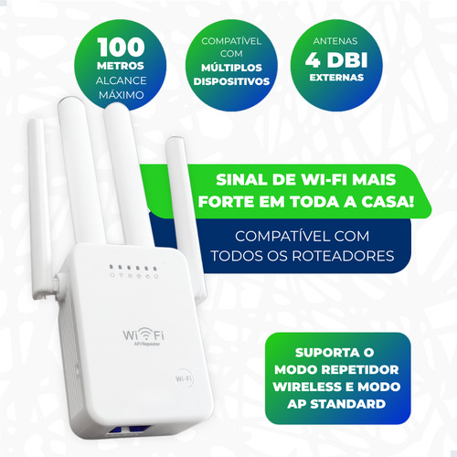 Repetidor Wifi Amplificador Sinal Roteador Replicador Wireless Extensor Potente Megalukas