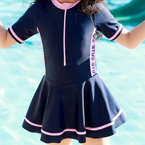 Traje De Baño De Una Pieza Con Falda Para Niñas, Con Cremall