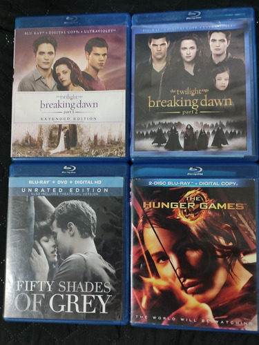 4 Películas Blu-ray Originales Twilight 1+2 Hunger Game Grey