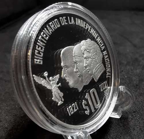 Imagen 3 de 4 de Bicentenario Independencia Nacional 1821 - 2021 $10 Plata