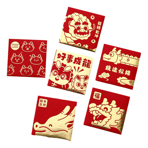 6x Sobres Rojos De Año Nuevo Chino Paquetes Rojos Estilo C