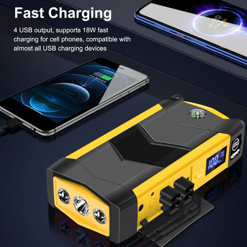 Arrancador De Batería Coche Portátil 1000a 15000mah Multiuso