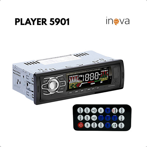 Radio MP3 Som Carro Automotivo Inova PLAYER-5901 com USB Pen Drive Bluetooth Leitor de Cartão SD