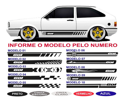 Par Faixa Adesivo Vw Gol  Quadrado Sport Gl Cl Gt 1.6 Ou 1.8