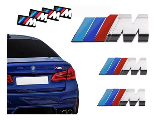 Kit Insignias Bmw M Line X 7 Unid Metalicas Autoadhesivas M3