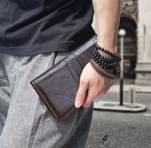Contact's-cartera Cuero Genuino, Billetera Larga, Pasaporte
