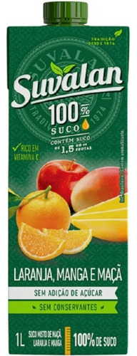 Suco Suvalan 100% Sem Açúcar Laranja, Manga E Maça 1 Litro