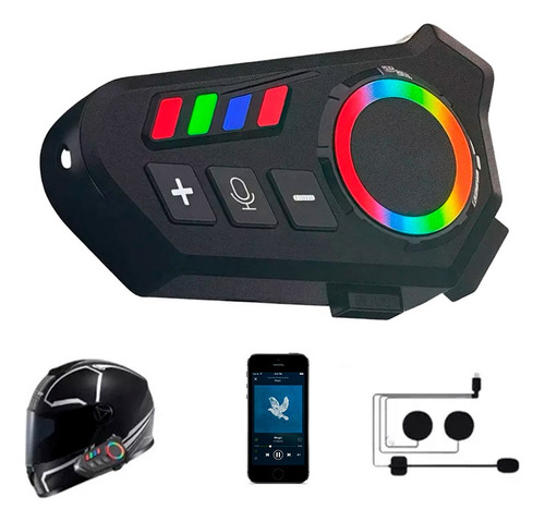 Fone De Ouvido Voreon Para Capacete Bluetooth Headset Rgb Sem Fio
