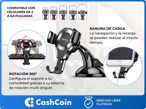Soporte Baseus Celular Auto Gravity Car Mount Negro